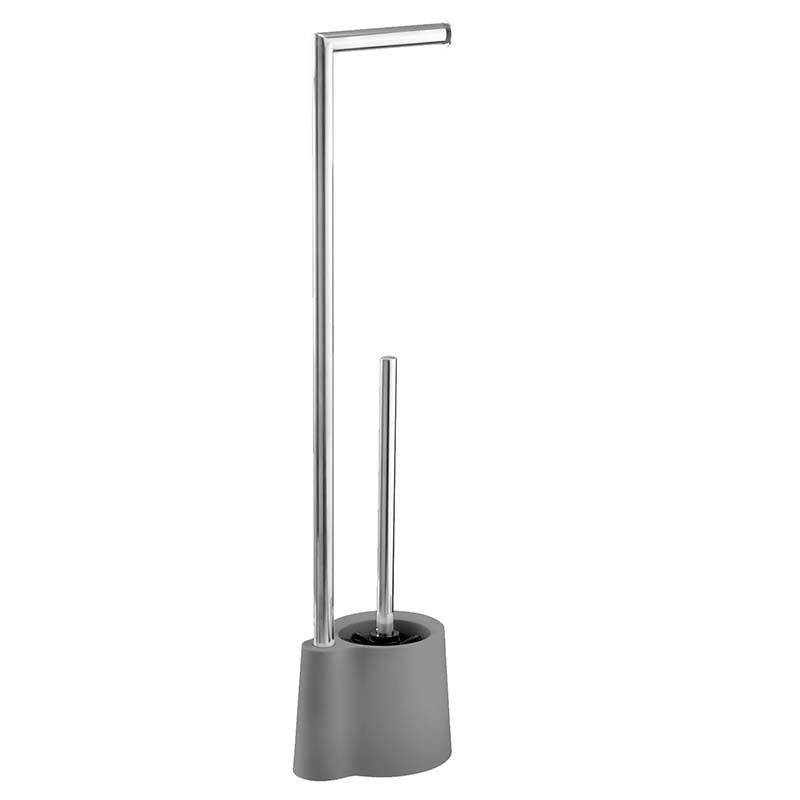 Portascopino Portarotolo Per Il Bagno Color Grigio 136012 In Ferro E Plastica 8435524590041