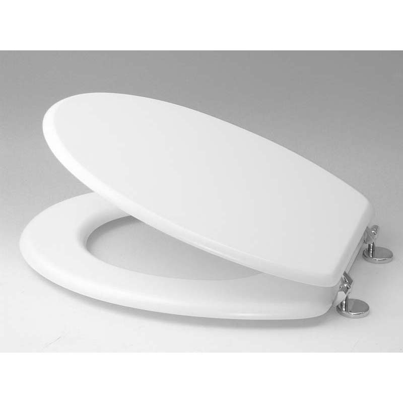 Sedile WC universale in MDF con cerniere regolabili cromate