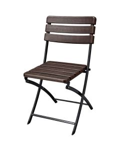 Sedia da giardino pieghevole in resina effetto legno, 44x47,5xh.88 cm, marrone
