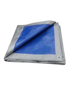 Telo occhiellato, in polietilene 130 gr/m², mt 5x8, colore verde/blu