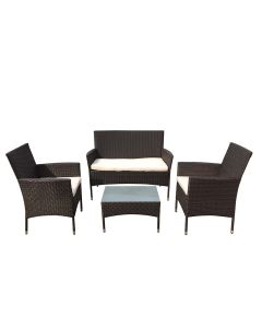 Set praga salotto da esterno in acciaio e polyrattan colore nero antracite