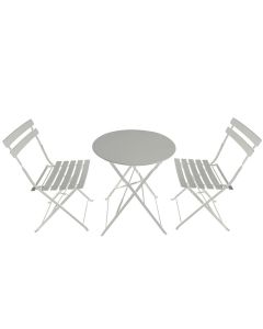 Set bistro' denver in metallo, tavolo + 2 sedie colore bianco
