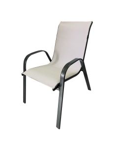 Sedia poltrona creta con braccioli struttura in metallo, seduta in textilene 54x68xh.93cm