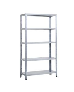 Scaffale crosser in kit ad incastro, metallo zincato, 5 ripiani con portata max 200 kg, dimensioni 120 x 40 x h.188 cm