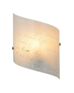 Plafoniera applique da parete da interno, diffusuro vetro decorato colore bianca, 22 x 30 cm