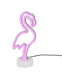 Lampada da tavolo, flamingo, led rosa, h.30 cm