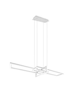Lampadario salinas, sospensione a led 34w, 4000 k 3400 lm, 110x40xh.150 cm, colore bianco