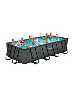Piscina 5,49x2,74xh.1,32 mt, design rattan, include telo base, scaletta, telo di copertura