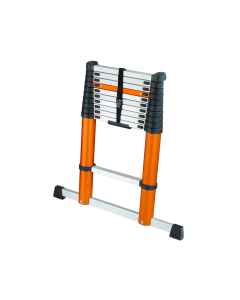 Scala telescopica in alluminio, 2,93 mt, portata 150 kg, sistema soft close, gradino antisvivolo