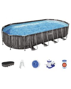 Piscina fuori terra BESTWAY power steel edizione speciale effetto legno 732x366x132 cm