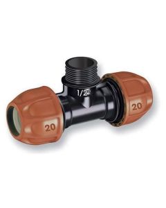 Raccordo a t, 20 mm, filetto 1/2" maschio