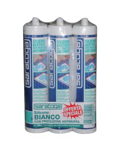 Silicone antimuffa colore bianco, conf. 3 pz da 280 ml cadauno