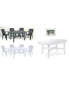 Tavolo danubio ovale in resina, gambe incrociate, cm 165x110xh.72, colore verde