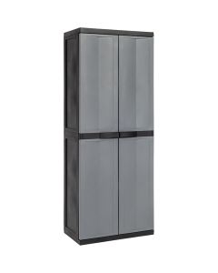 Armadio in resina, tuttopiani 4 ripiani, 65x37xh.165 cm, colore grigio/nero