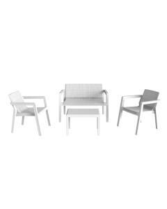 Set da giardino riviera, in resina effetto juta, Colore bianco