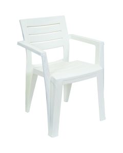 Sedia marea con braccioli, finitura effetto legno, 58,5x61,5xh.79 cm, colore bianco