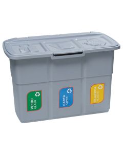 Pattumiera per la raccolta differenziata da 75 lt, cm 75x37xh.50, colore grigio