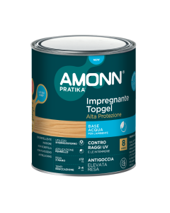 Impregnante topgel base acqua, impregna, decora e impermeabilizza le superfici di legno, 750 ml noce scuro