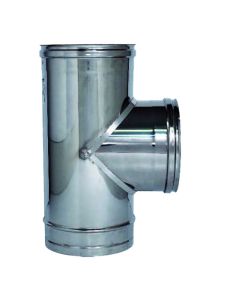 Raccordo tee 90 per canna fumaria in monoparete in acciaio inox aisi 316l Ø 80 mm