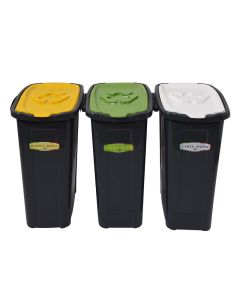 Pattumiera tris salvaspazio per raccolta differenziata, secchio grigio, 35 x 25 x h.53 cm