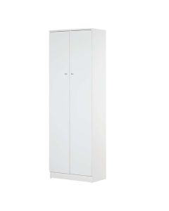 Armadio 2 ante, in legno truciolare, 4 ripiani, maniglie in plastica satinate, 62x34xh.183 cm, colore bianco