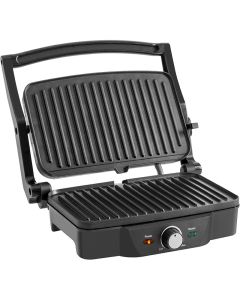 Griglia elettrica a contatto 1600w, piastre antiaderenti, piastra 28x17 cm, temperatura regolabile, spia di riscaldamento, vassoio raccogli goccia integrato