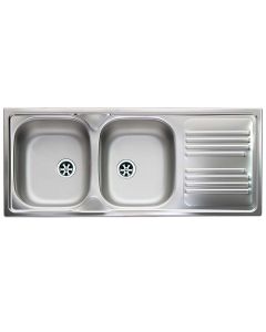 Lavello inox, 2 vasche con gocciolatoio sx