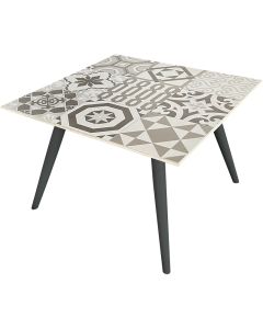 Set da caffe' bohemian, in acciaio e textilene, composto da: divano, 2 poltrone, tavolino, grigio