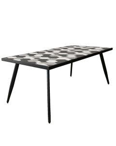 Tavolo cosmo da giardino in acciaio con piano in ceramica decorato grigio scuro