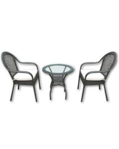 Set bistro' jesolo in polyrattan, tavolo 60x60xh.60 cm, 2 sedie 53x60xh.891 cm