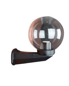 Applique sfera con braccio, Ø 20 cm, in policarbonato, e27, ip44, trasparente