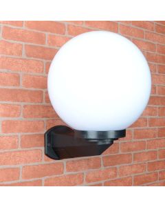 Applique sfera con braccio, Ø 25 cm, in policarbonato, e27, ip44, opale