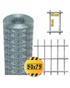 Rete elettrosaldata zincata, filo 1,7, maglia 50x75 mm, h.150 cm, rotolo 25 mt
