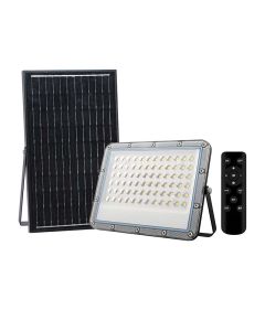Faro led ad energia solare, 300w, 3000lm, 4000k, ip65,  dimmerabile, funzione automatica, timer, pannello monocristallino 35w, 34,8x4,4xh.25,6 cm