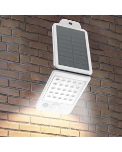 Applique led ad energia solare, 4w 400lm 4000k ip65, pannello solare monocristallino 5.5v 1,5w, 11x17 cm, colore bianco