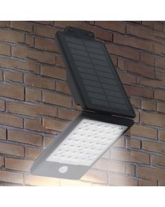 Applique led ad energia solare, 4w 400lm 4000k ip65, pannello solare monocristallino 5.5v 1,5w, 11x17 cm, colore nero