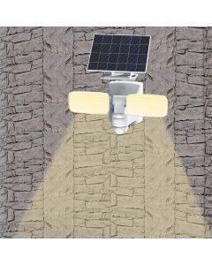 Applique led ad energia solare, 2 fari orientabili, 10w 1000lm 4000k ip54, pannello monocristallino 6v 3w, colore bianco