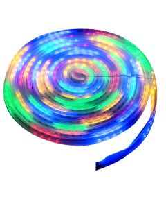 Striscia led ad energia solare 5 mt, rgb+whte, 6500k, con telecomando, 240lm, pannello solare monocristallino, batteria litio, ip65, ricaricabile usb