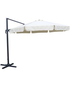 Ombrellone paxos Ø 3,50 mt, con flap  colore ecru, palo in alluminio, 8 stecche, copertura in poliestere 200 gr con protezione uv30+, base rotante 360°"