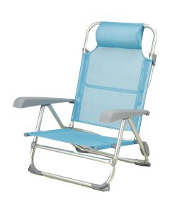 Sedia da spiaggia bassa, in alluminio e textilene, 60x54/101x22/79 cm