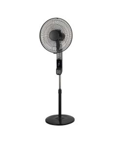 Ventilatore a piantana con alloggiameno insetticida e/o diffusore di aromi, Ø 40 cm, 50w, 5 pale, 3 velocita', diplay led, timer, funzione oscillante, altezza regolabile, con telecomando, colore nero