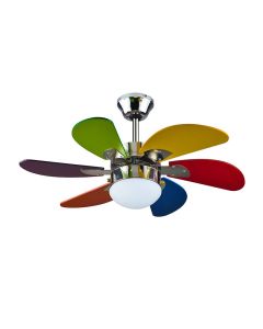 Ventilatore da soffito, 6 pale colorate Ø 92 cm, con luce