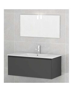 Mobile bagno modello mete 100 con specchiera completa di luce, grigio scuro