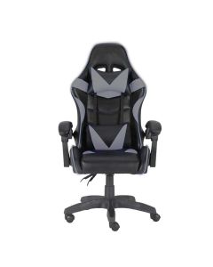 Sedia gaming girevole, ergonomica, altezza regolabile, con poggiatesta e supporto lombare, colore nera e grigia