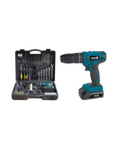 Trapano avvitatore a percussione 20v 2 ah in valigetta con 130 accessori