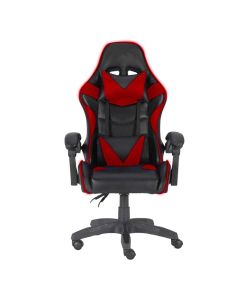 Sedia gaming girevole, ergonomica, altezza regolabile, con poggiatesta e supporto lombare, colore nera e rossa