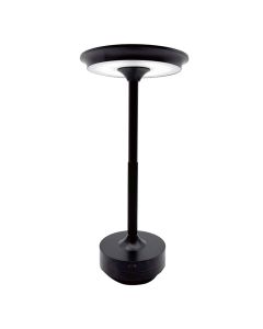 Lampada led da tavolo ricaricabile usb ufo, h.27 cm, in alluminio + abs, touch, dimmerabile, durata 5-8 h, batteria al litio 2000mah, cavo usb type-c incluso, colore nero