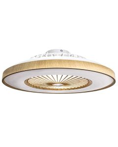 Plafoniera led effetto legno con ventilatore, potenza luce 55w, 5500 lumen, potenza  ventilatore 24w, Ø 57 cm, 6 velocita', 3 cct + rgbic, dimmerabile, timer 2h, con telecomando