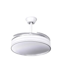 Ventilatore da soffitto pale retrattili 106 cm, potenza 25w, 3 pale in abs, con luce led 26w 3500lm, 3 cct,  3 velocita', timer, con telecomando, colore bianco
