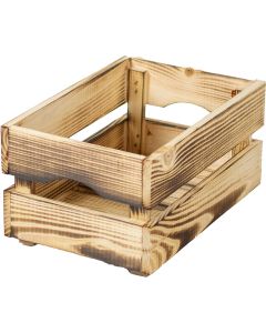 Cassetta in legno di pino, effetto fiammato, 30x20xh.14 cm